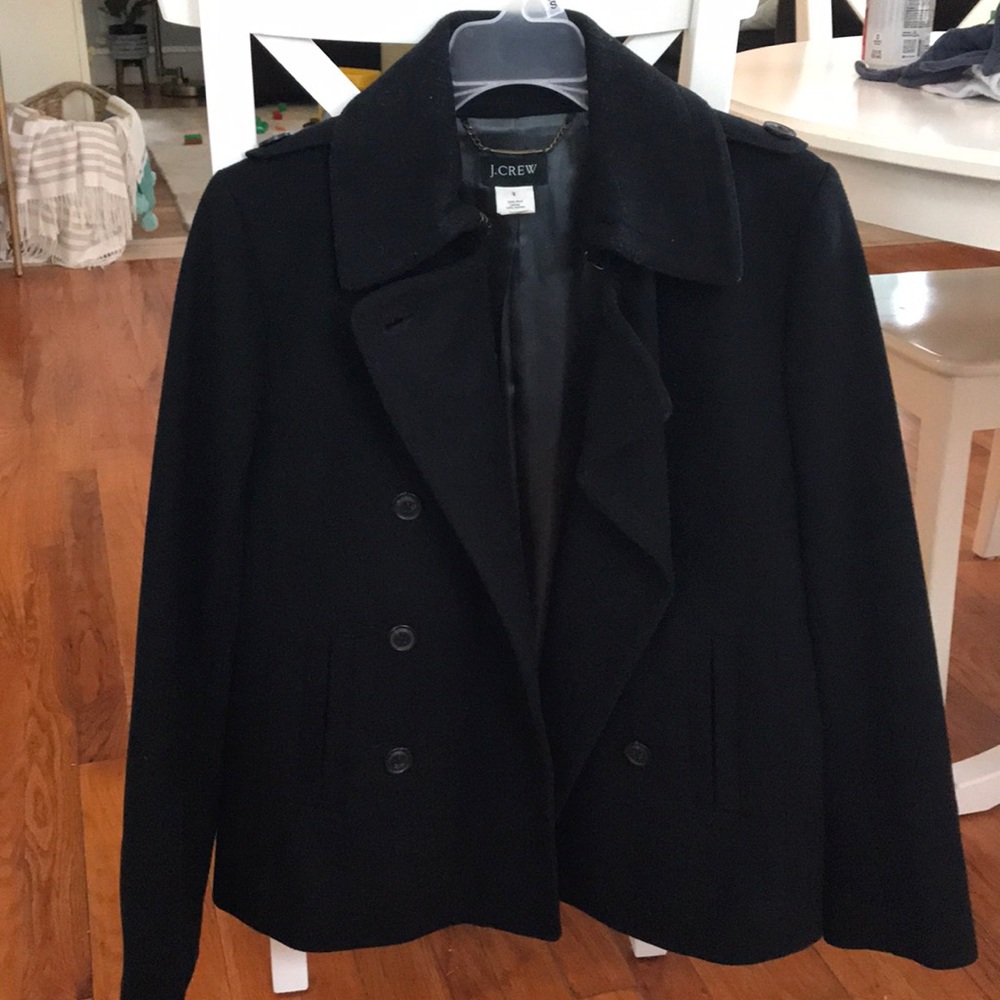 Jcrew black pea coat
